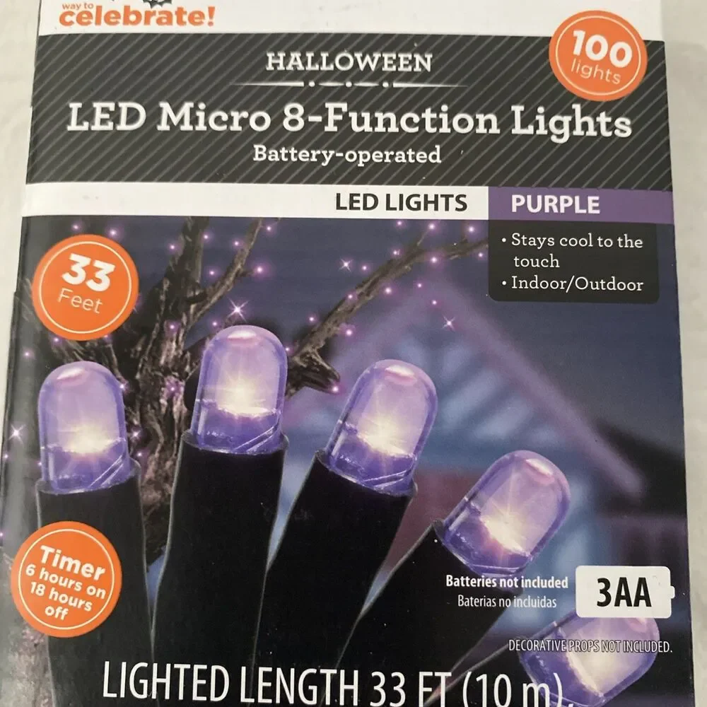 Halloween Led Micro Lights Purple 8 Function Indoor Outdoor Home Decoration